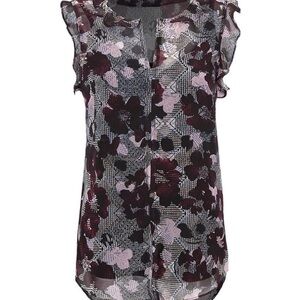Cabi Weaver Top- 3618Floral Ruffle Sleeve Women's Top